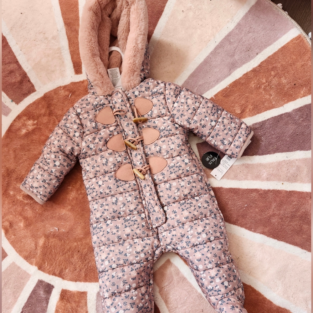 Nicole Miller Pink Floral Puffer Jacket for Kids